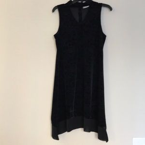 Velvet and chiffon black keyhole dress